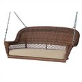 Jeco Honey Wicker Porch Swing With Tan Cushion W00205S-C-FS006
